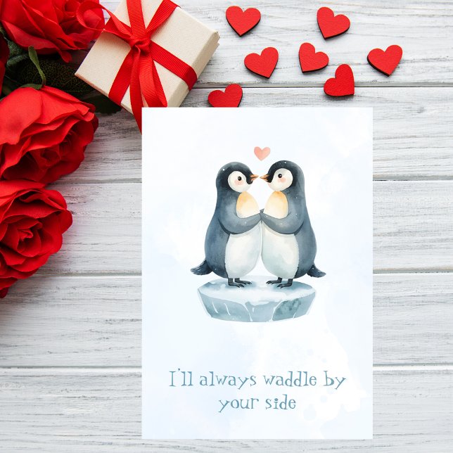 Romantic Love Cute Penguin Valentine’s Day Card (Creator Uploaded)