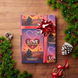 Romantic Love Destination Valentine’s Day Travel Wrapping Paper