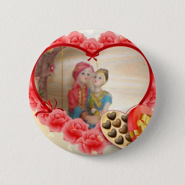 Romantic Love Heart Art Print 6 Cm Round Badge (Front)