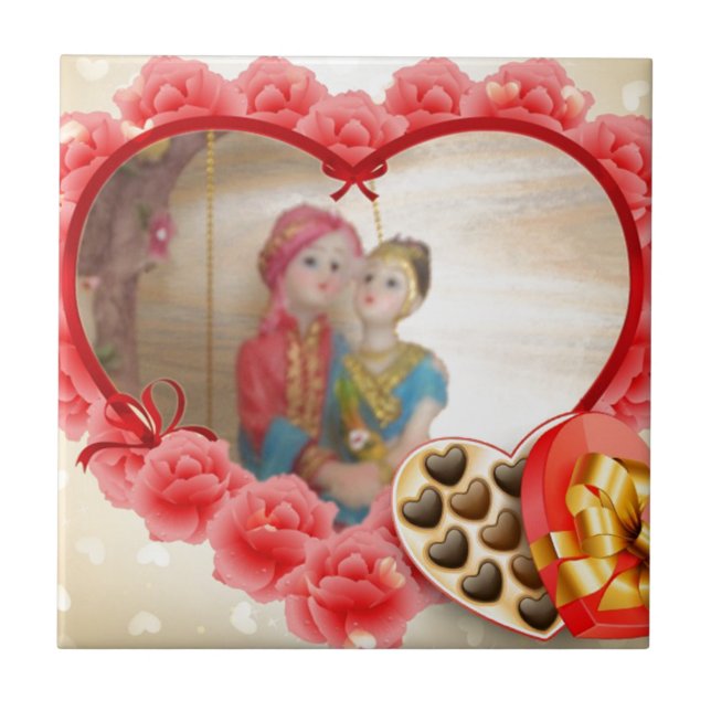 Romantic Love Heart Art Print Ceramic Tile (Front)