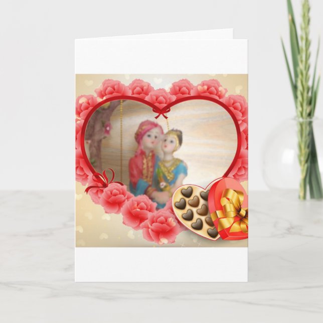 Romantic Love Heart Art Print Holiday Card (Front)