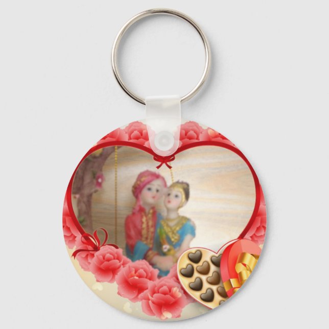 Romantic Love Heart Art Print Key Ring (Front)