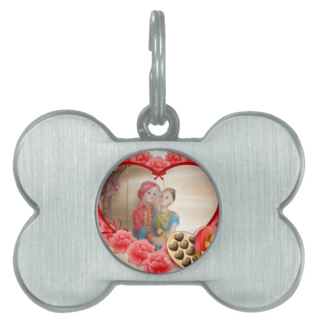 Romantic Love Heart Art Print Pet Name Tag (Front)