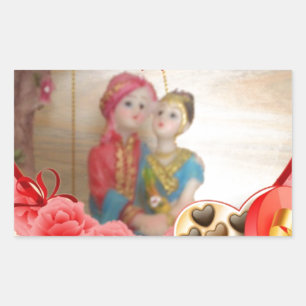 Romantic Love Heart Art Print Rectangular Sticker