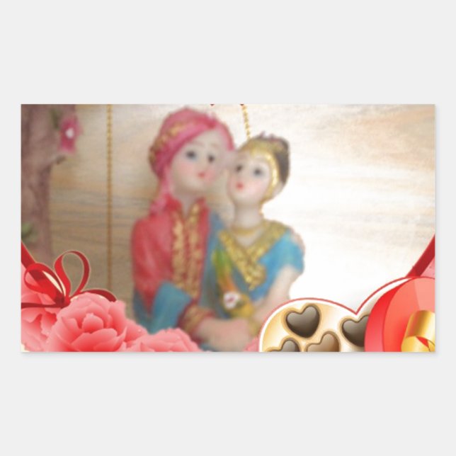 Romantic Love Heart Art Print Rectangular Sticker (Front)