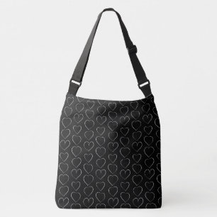 ROMANTIC LOVE HEART BLACK CROSSBODY BAG