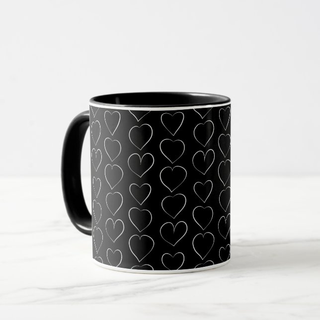 ROMANTIC LOVE HEART BLACK MUG (Front Left)