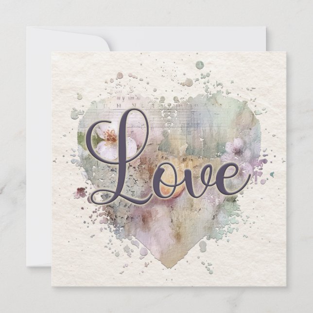 Romantic Love Heart Note Card  (Front)