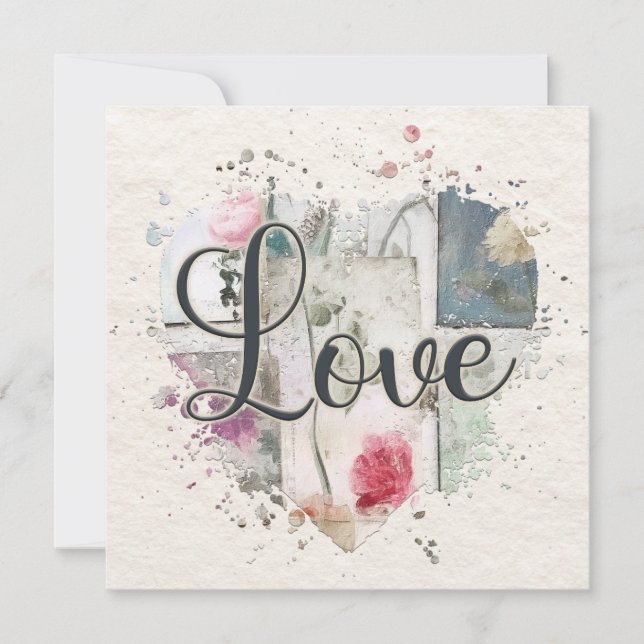 Romantic Love Heart Note Card  (Front)