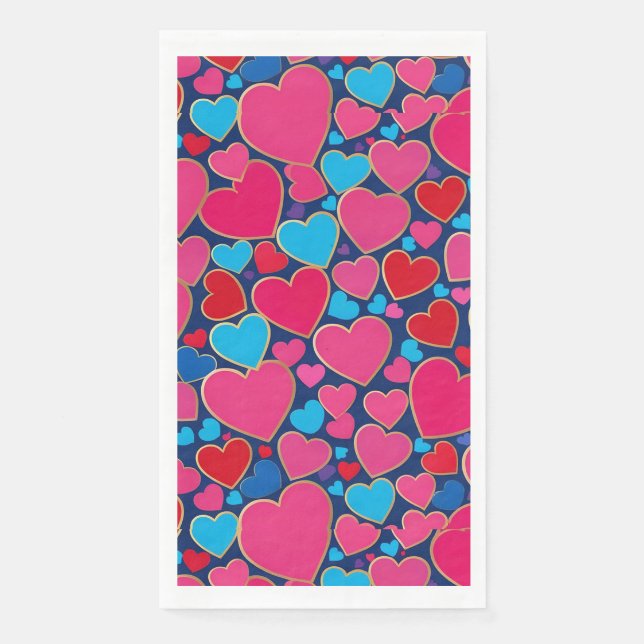 Romantic Love Heart Party Wedding Bathroom Napkin (Front)