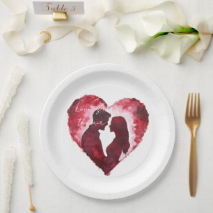 Romantic Love Heart Wedding Paper Plate