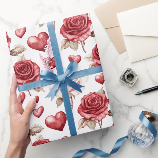 Romantic Love Heart Wedding  Wrapping Paper (Gifting)