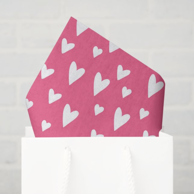 Romantic Love Hearts Pink White Girly Valentine Tissue Paper (Gift Bag)