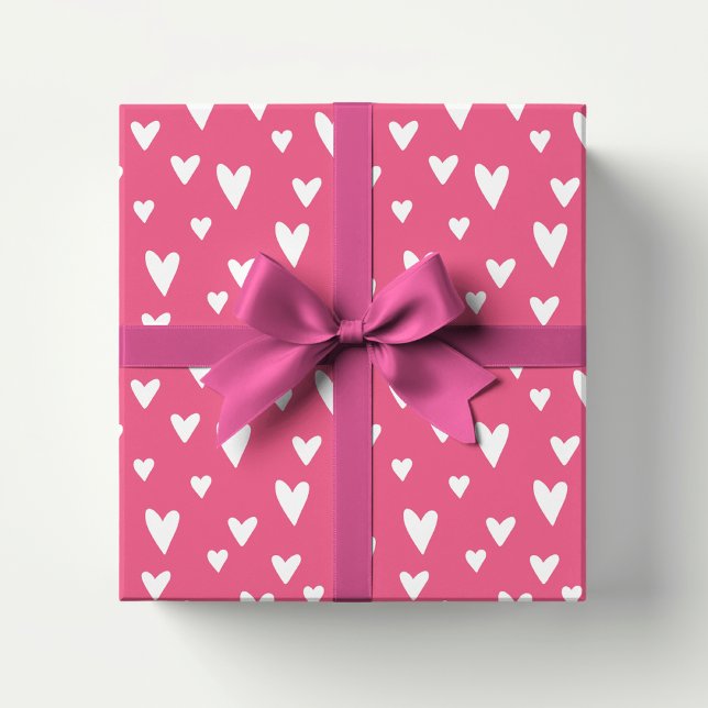 Romantic Love Hearts Pink White Girly Valentine Wrapping Paper (Creator Uploaded)