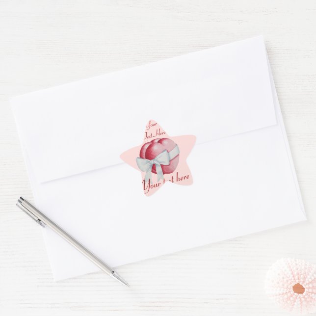 romantic love hearts tied with pretty white bow star sticker (Envelope)