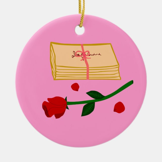 Romantic Love Letters Ceramic Tree Decoration (Front)