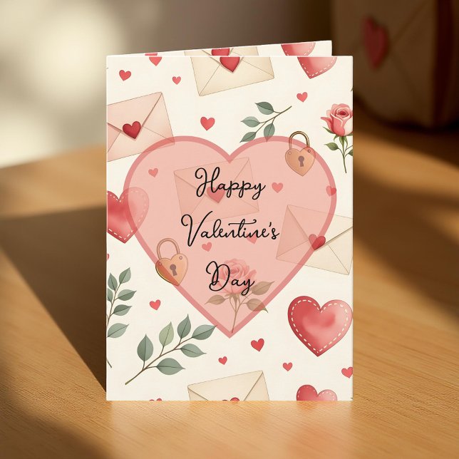 Romantic Love Letters Hearts Valentine's Day Card (Creator Uploaded)