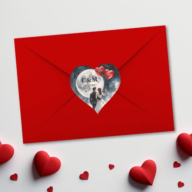 Romantic Love On Cloud Nine Fairytale Wedding Heart Sticker (Creator Uploaded)