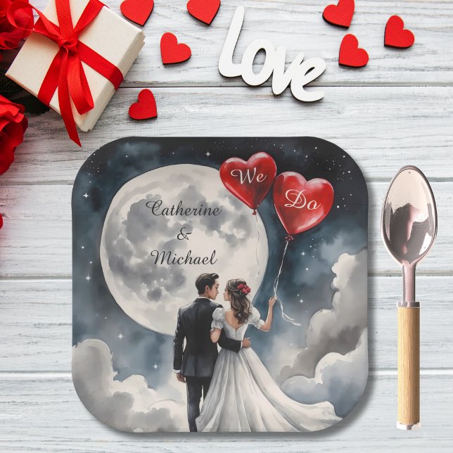 Romantic Love On Cloud Nine Fairytale Wedding Paper Plate (Creator Uploaded)