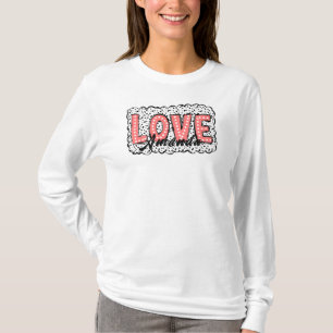 Romantic Love Pink Dotted Dalmation Print T-Shirt