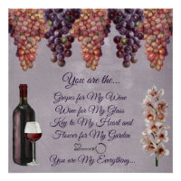 Romantic Love Poem In Purle w/ Grapes