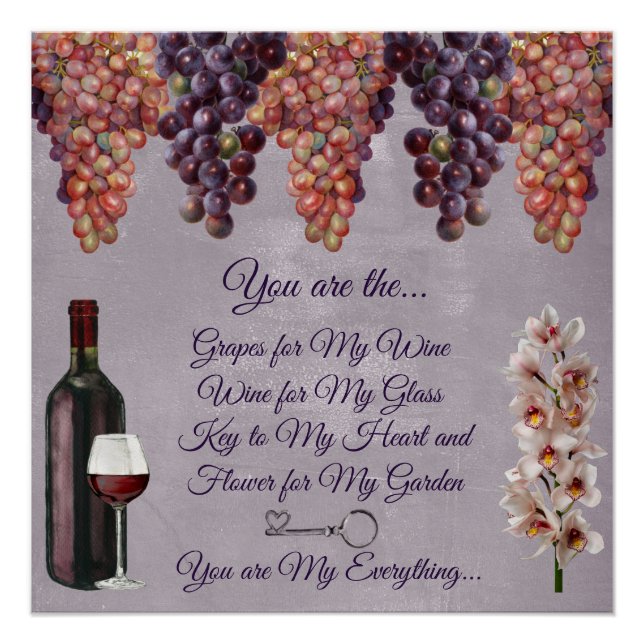 Romantic Love Poem In Purle w/ Grapes Poster (Front)