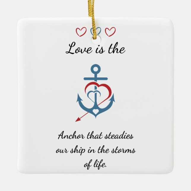 Romantic Love Poem Modern Valentine Ceramic Ornament (Front)