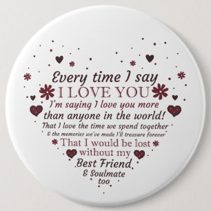 romantic love poem word art Valentine Holiday 6 Cm Round Badge