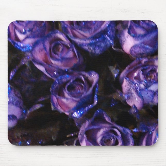Romantic Love Purple Valentine Glitter Roses Mouse Pad (Front)