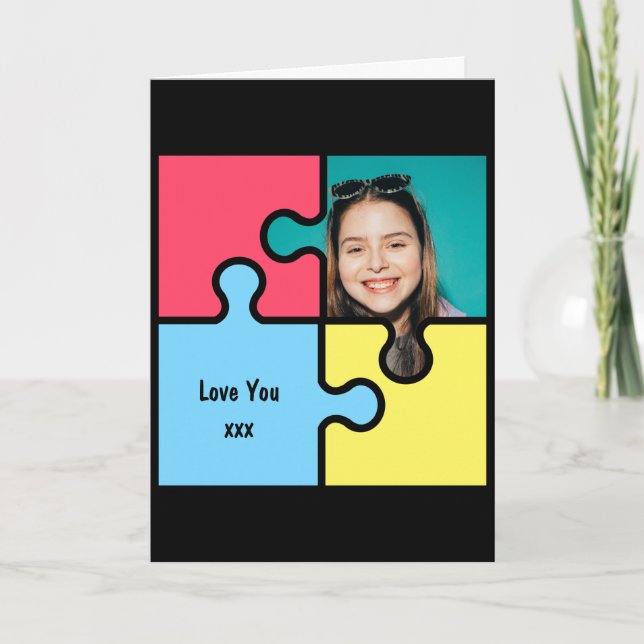 Romantic Love Puzzle Personalised Greetings Card (Front)