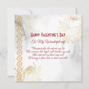 Romantic Love Quote Floral Gold Wife Valentine 
