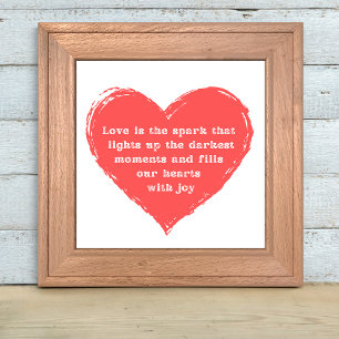 romantic love quote, red heart stylish script  poster