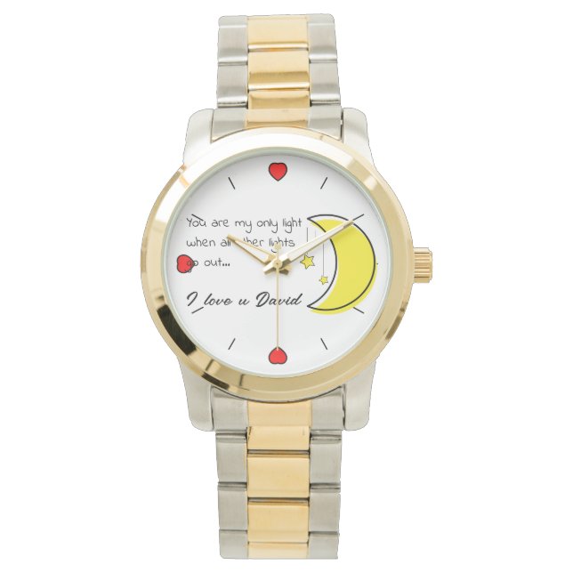 Romantic Love Quote with Moon Vector Art Watch (Front)