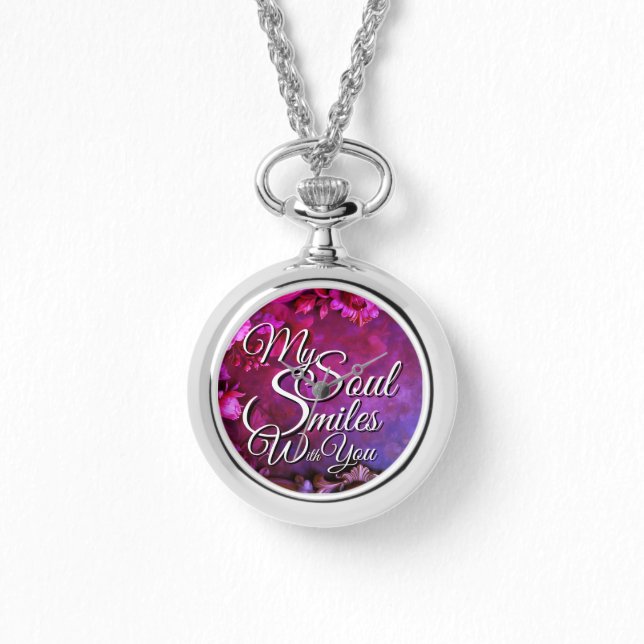 Romantic Love Quotes Silver Necklace Watches (Front)