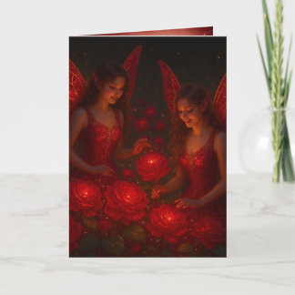 Romantic Love Red Rose Fairy for Her Card