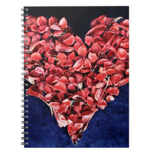 Romantic Love Rose Petal Red Heart Notebook