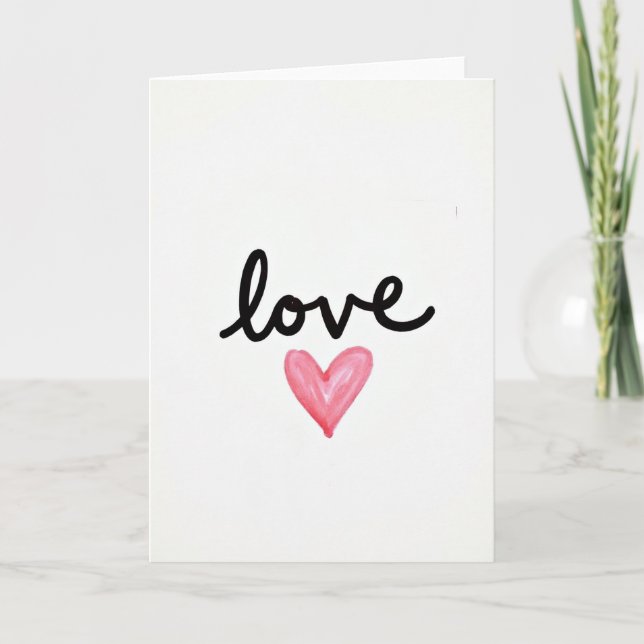 Romantic Love Script Heart Card (Front)