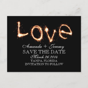 Romantic Love Sparklers Save The Date Announcement Postcard