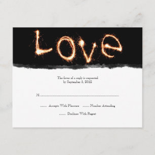 Romantic Love Sparklers Wedding RSVP Card