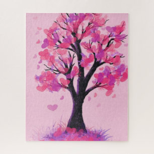 Romantic Love Tree - Drawing Art Collection Jigsaw Puzzle