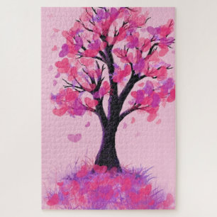 Romantic Love Tree - Drawing Art Collection - Jigsaw Puzzle