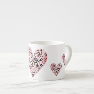 Romantic Love Typography Heart Espresso Cup