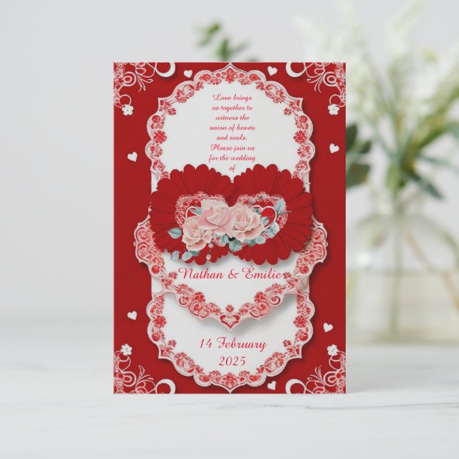 Romantic love wedding invitation  (Standing Front)