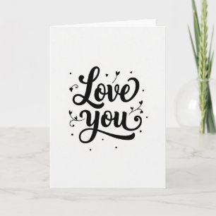 Romantic Love You Black Script Card