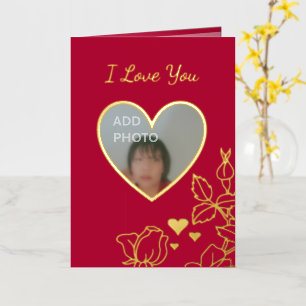 Romantic Love You Hearts Floral Photo Foil Card