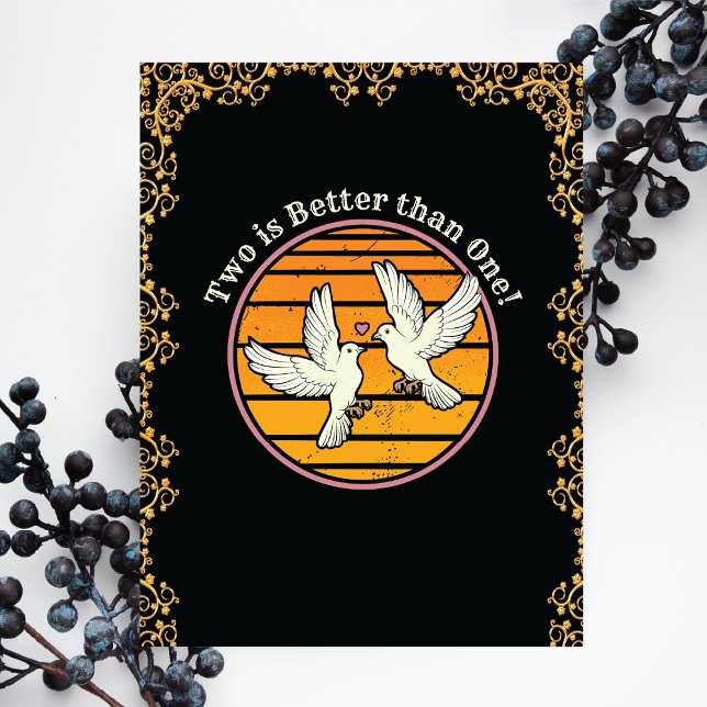 Romantic Lovebirds Two Better than One Valentine Holiday Postcard (Creator Uploaded)