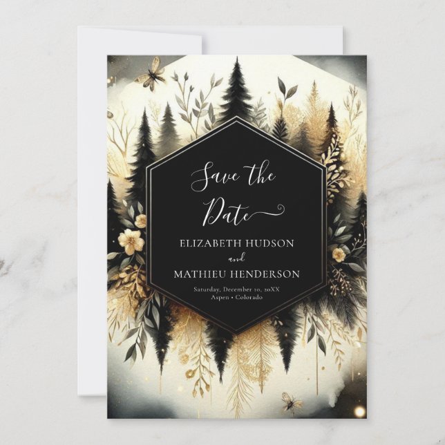 Romantic Lovely Enchanted Forest Wedding Save The Date (Front)