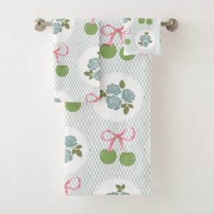 Romantic lovely lace Pastel background botanical Bath Towel Set