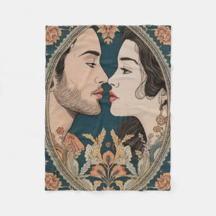 Romantic Lovers Fleece Blanket Elegant Floral L