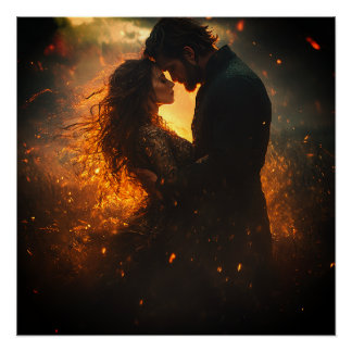 Romantic Lovers in the Storm Poster